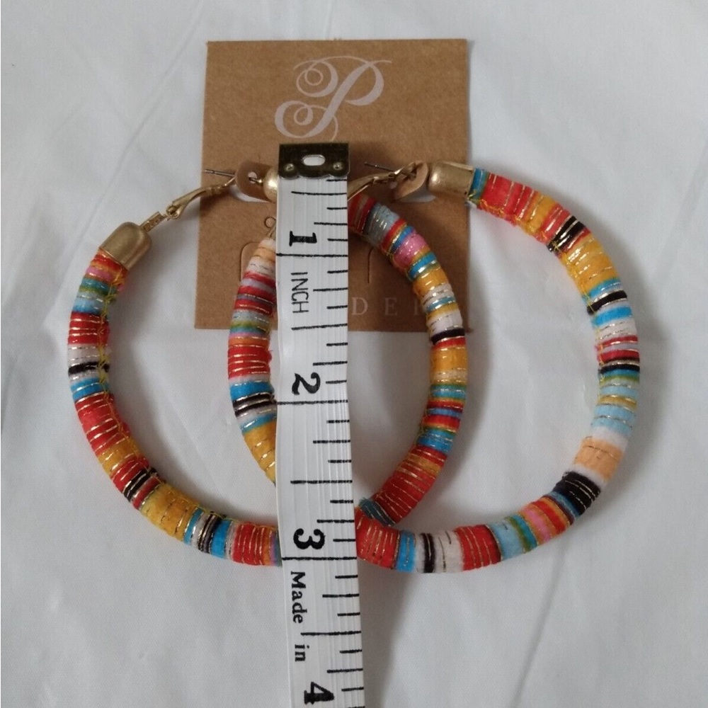 Plunder new with bag and box. Lena. 3” multicolor hoops